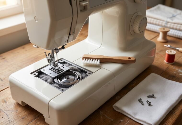 How to clean a sewing machine: lint, hook race, and feed dogs step by step